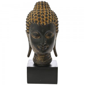 Μαύρο διακοσμητικό κεφάλι Βούδα από πολυρεζίνη 16x15x34 εκ