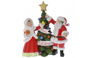 Επιτραπέζιο διακοσμητικό με Mr and Mrs Santa στο δέντρο από πολυρεζίνη 27x16x30 εκ