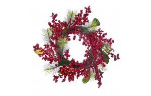 Πράσινο χριστουγεννιάτικο στεφάνι διακοσμημένο με berries 46 εκ