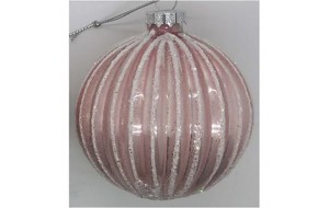 Χριστουγεννιάτικη γυάλινη μπάλα σε φούξια χρώμα σετ έξι τεμαχίων 8 εκ