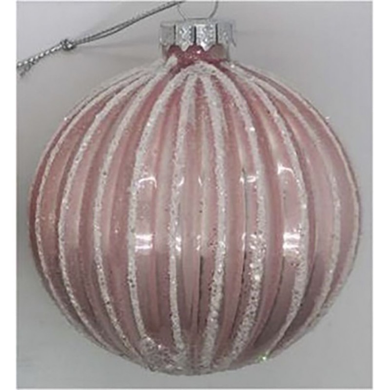 Χριστουγεννιάτικη γυάλινη μπάλα σε φούξια χρώμα σετ έξι τεμαχίων 8 εκ