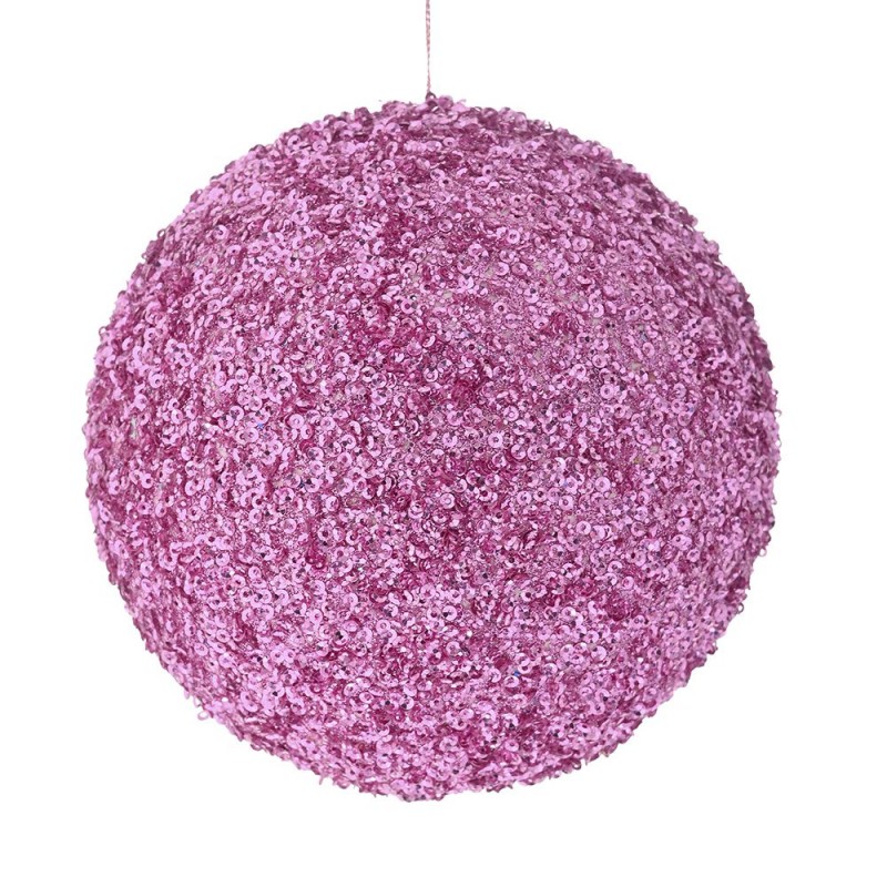 Ροζ άθραυστη μπάλα με στρας σετ έξι τεμαχίων 10 εκ