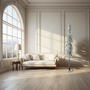 Χιονισμένο χριστουγεννιάτικο δέντρο με φύλλωμα full Pe και ξύλινο κορμό pencil 240 εκ	