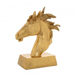 Διακοσμητική φιγούρα αλόγου σε χρυσό χρώμα από πολυρεζίνη 23x11x28.5 εκ 