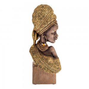 Διακοσμητική γυναικεία φιγούρα από πολυρεζίνη με βάση σε χρυσή απόχρωση 14x8x33 εκ