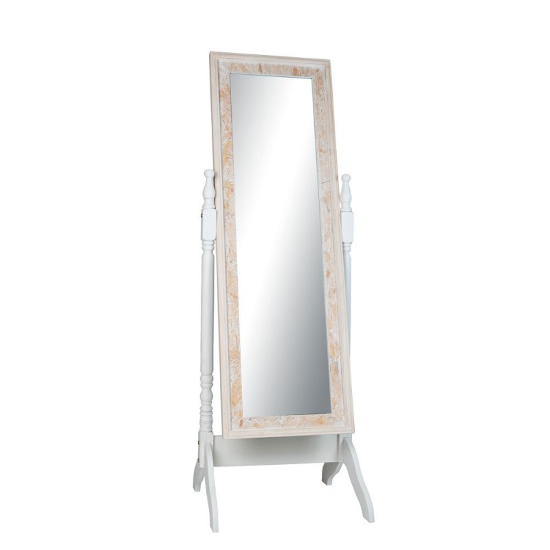 Ξύλινος επιδαπέδιος καθρέπτης σε λευκό χρώμα 55x50x160 εκ