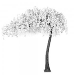 Διακοσμητικός κορμός δέντρου με λευκά λουλούδια και μεταλλική βιδωτή βάση 310 εκ
