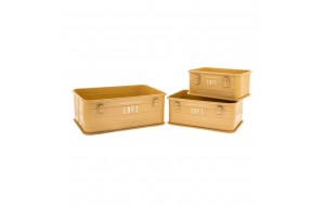 Loft μεταλλικά διακοσμητικά κουτιά αποθήκευσης σε κίτρινο χρώμα σετ τριών τεμαχίων