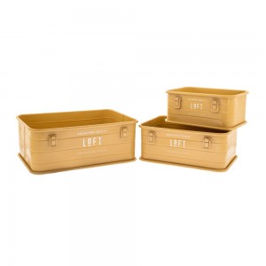 Loft μεταλλικά διακοσμητικά κουτιά αποθήκευσης σε κίτρινο χρώμα σετ τριών τεμαχίων