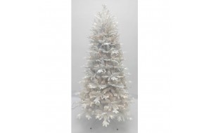 White Flocked χριστουγεννιάτικο δέντρο σε λευκό χρώμα με mix φύλλωμα PE-PVC και ύψος 240 εκ