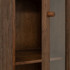 Ξύλινη μονόφυλλη βιτρίνα σε φυσική σκούρα απόχρωση με τέσσερα ράφια 40x40x180 εκ