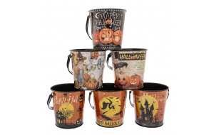 Μεταλλικά κουβαδάκια Halloween σετ έξι τεμαχίων 10x11x8 εκ