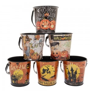 Μεταλλικά κουβαδάκια Halloween σετ έξι τεμαχίων 10x11x8 εκ