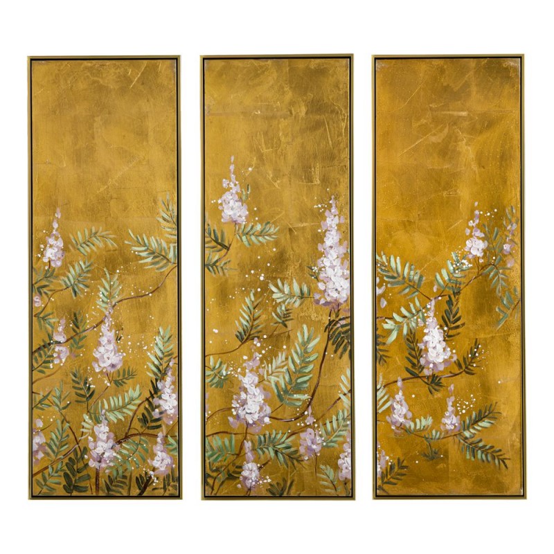 Gold Foil τρίπτυχος πίνακας ελαιογραφίας με απεικόνιση λουλούδια σε χρυσή κορνίζα 120x120 εκ Gold Foil τρίπτυχος πίνακας ελαιογραφίας με απεικόνιση λουλούδια σε χρυσή κορνίζα 120x120 εκ