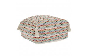 Διακοσμητικό πουφ δαπέδου με κέντημα πολύχρωμα μοτίβα 40x40x20 εκ