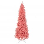 Pink Christmas χριστουγεννιάτικο δέντρο slim σε ροζ απόχρωση με φύλλωμα PVC και ύψος 180 εκ