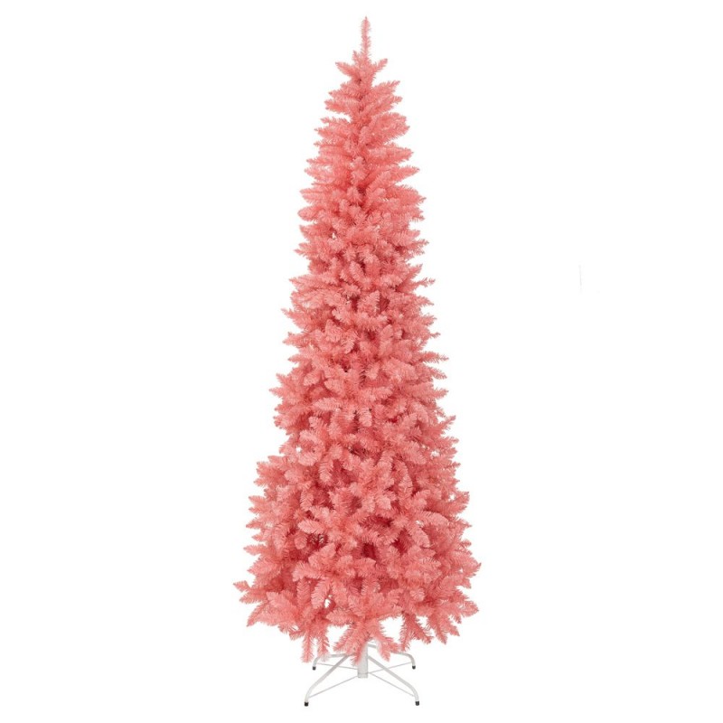 Pink Christmas χριστουγεννιάτικο δέντρο slim σε ροζ απόχρωση με φύλλωμα PVC και ύψος 180 εκ