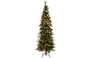 Alpine Pre-Lit Slim χριστουγεννιάτικο δέντρο σε πράσινη απόχρωση με ενσωματωμένα 300 LED λαμπάκια και ύψος 210 εκ  