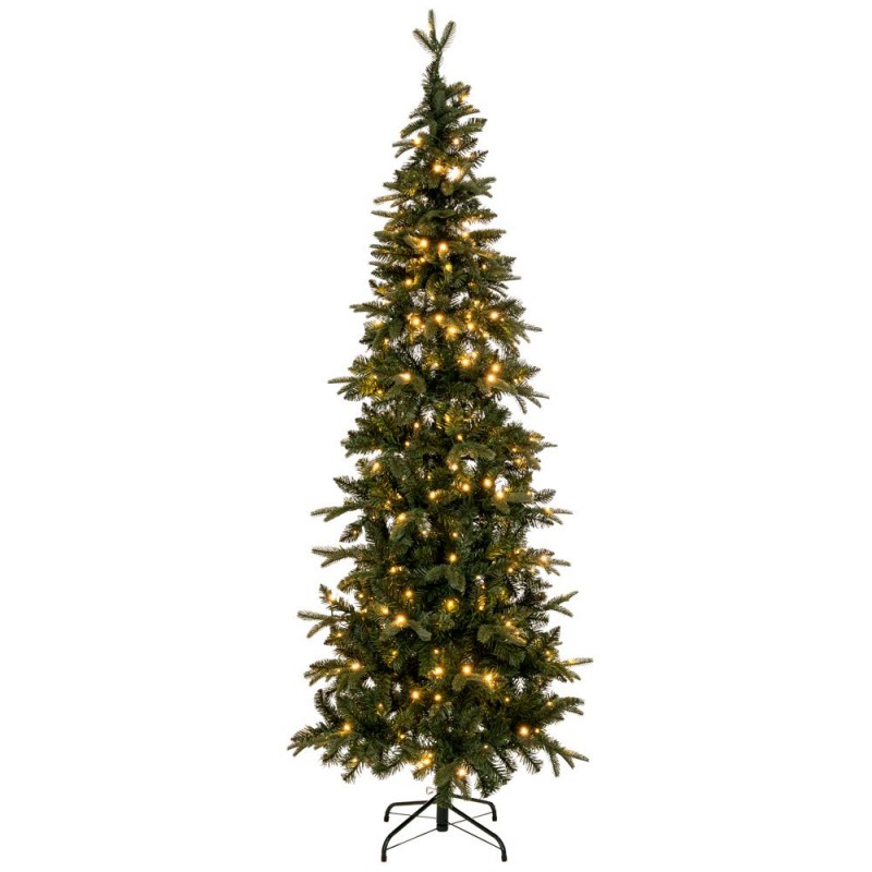 Alpine Pre-Lit Slim χριστουγεννιάτικο δέντρο σε πράσινη απόχρωση με ενσωματωμένα 300 LED λαμπάκια και ύψος 210 εκ  