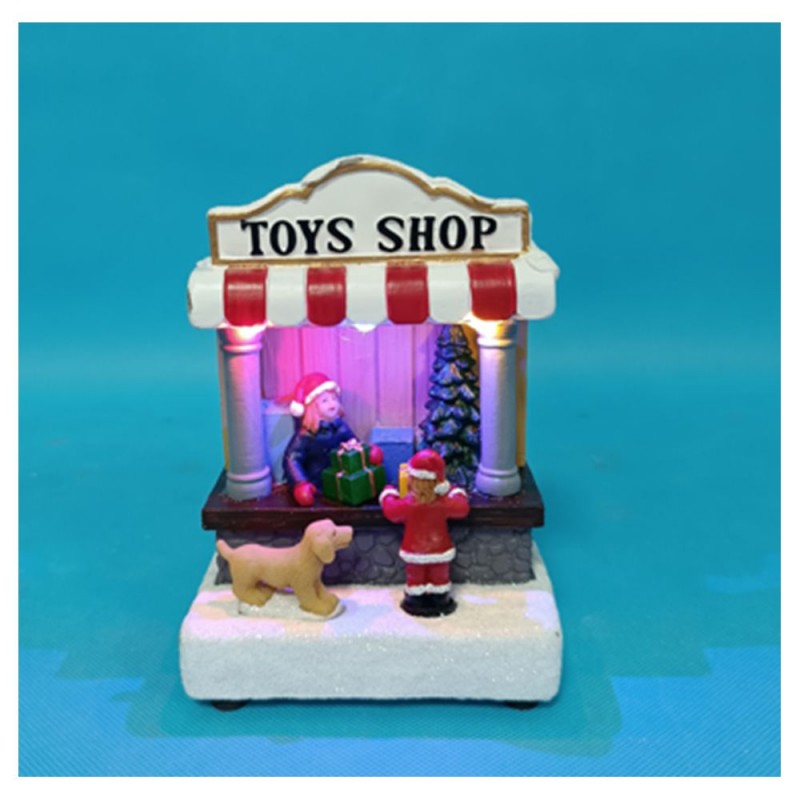 Toys Shop χριστουγεννιάτικο σκηνικό με ενσωματωμένο φωτισμό 10x8x15 εκ