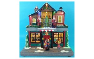 Gift Shop χριστουγεννιάτικο σκηνικό με κίνηση και ενσωματωμένο φωτισμό 27x15x28 εκ
