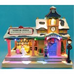 North Pole χριστουγεννιάτικο σκηνικό με σταθμό τρένου με κίνηση και ενσωματωμένο φωτισμό 27x17x24 εκ