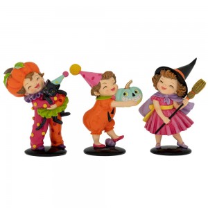 Διακοσμητικές φιγούρες Halloween από πολυρεζίνη με παιδάκια σετ τριών τεμαχίων 12x8x16 εκ