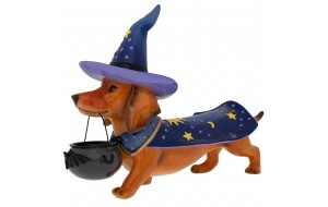 Διακοσμητική φιγούρα σκύλου Wizard Halloween από πολυρεζίνη 55x22x37 εκ