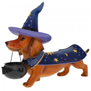 Διακοσμητική φιγούρα σκύλου Wizard Halloween από πολυρεζίνη 55x22x37 εκ