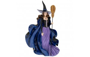 Διακοσμητική φιγούρα Halloween από πολυρεζίνη μάγισσα με σκούπα 32x18x46 εκ