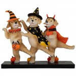 Διακοσμητικό σε βάση με φιγούρες σκυλάκια Halloween από πολυρεζίνη 35x11x30 εκ