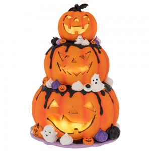 Διακοσμητικό Halloween με κολοκύθες από πολυρεζίνη με περιστροφή μουσική και ενσωματωμένο LED φωτισμό 30x31x42 εκ