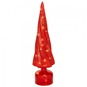 Χριστουγεννιάτικο διακοσμητικό γυάλινο περιστρεφόμενο δέντρο σε κόκκινη απόχρωση με ενσωματωμένο φωτισμό 10x40 εκ Χριστουγεννιάτικο διακοσμητικό γυάλινο περιστρεφόμενο δέντρο σε κόκκινη απόχρωση με ενσωματωμένο φωτισμό 10x40 εκ