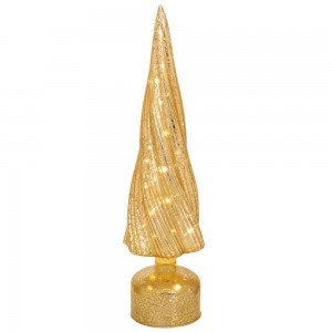 Χριστουγεννιάτικο διακοσμητικό γυάλινο περιστρεφόμενο δέντρο σε κίτρινη απόχρωση με ενσωματωμένο φωτισμό 10x40 εκ Χριστουγεννιάτικο διακοσμητικό γυάλινο περιστρεφόμενο δέντρο σε κίτρινη απόχρωση με ενσωματωμένο φωτισμό 10x40 εκ