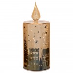 Χριστουγεννιάτικο διακοσμητικό γυάλινο κερί με γιορτινό περιστρεφόμενο σκηνικό και ενσωματωμένο φωτισμό 9x24 εκ Χριστουγεννιάτικο διακοσμητικό γυάλινο κερί με γιορτινό περιστρεφόμενο σκηνικό και ενσωματωμένο φωτισμό 9x24 εκ