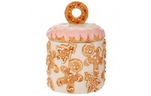 Χριστουγεννιάτικη κεραμική μπισκοτιέρα Gingerbread με καπάκι 15x22 εκ