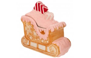 Χριστουγεννιάτικη κεραμική μπισκοτιέρα Gingerbread με σχήμα έλκηθρου και καπάκι 21x16x24 εκ