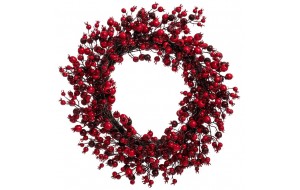 Χριστουγεννιάτικο στεφάνι με berries σε κόκκινη απόχρωση 50 εκ