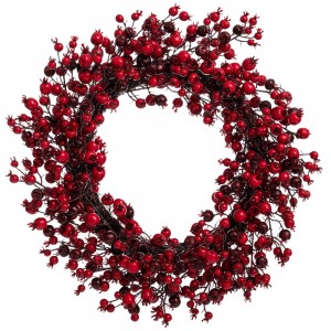 Χριστουγεννιάτικο στεφάνι με berries σε κόκκινη απόχρωση 50 εκ