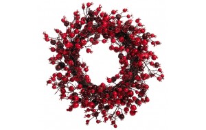Χριστουγεννιάτικο στεφάνι με berries σε κόκκινη απόχρωση 40 εκ