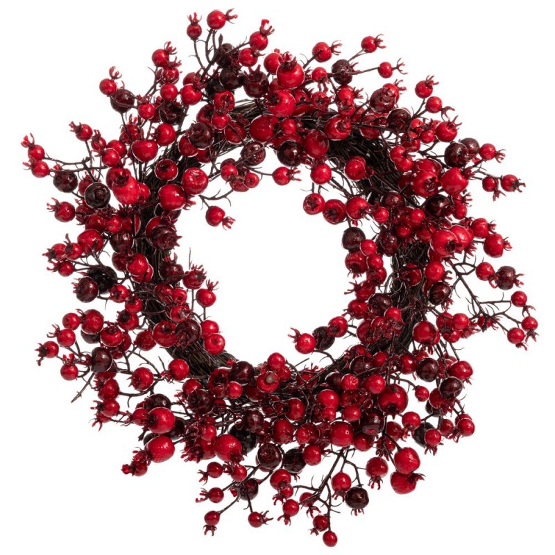 Χριστουγεννιάτικο στεφάνι με berries σε κόκκινη απόχρωση 40 εκ