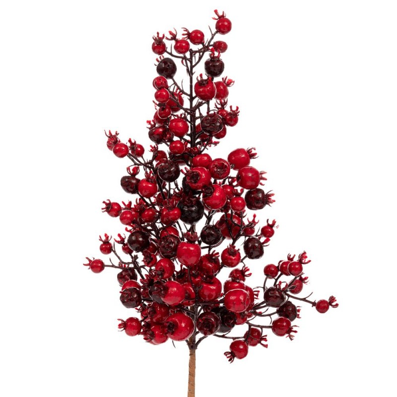 Χριστουγεννιάτικο διακοσμητικό κλαδί με berries σε κόκκινη απόχρωση σετ δύο τεμαχίων 50 εκ