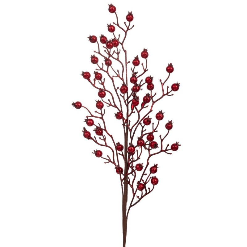 Χριστουγεννιάτικο διακοσμητικό κλαδί με berries σε κόκκινο χρώμα σετ έξι τεμαχίων 75 εκ