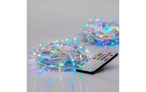 200 LED λαμπάκια σε σειρά με πρόγραμμα λευκό καλώδιο και πολύχρωμο φωτισμό 20 μέτρα