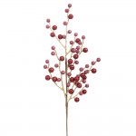 Χριστουγεννιάτικο διακοσμητικό κλαδί με berries σε ροζ και μπορντό αποχρώσεις σετ έξι τεμαχίων 53 εκ
