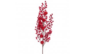 Χριστουγεννιάτικο διακοσμητικό κλαδί με berries και μπάλες σε κόκκινη απόχρωση σετ δύο τεμαχίων 85 εκ