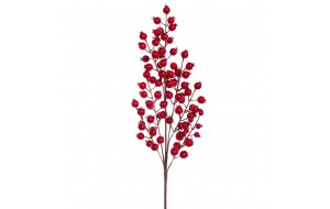Χριστουγεννιάτικο διακοσμητικό κλαδί με berries σε κόκκινη απόχρωση σετ τριών τεμαχίων 66 εκ