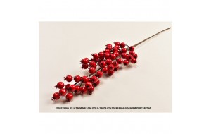 Χριστουγεννιάτικο διακοσμητικό κλαδί με berries σε κόκκινη απόχρωση σετ τεσσάρων τεμαχίων 78 εκ