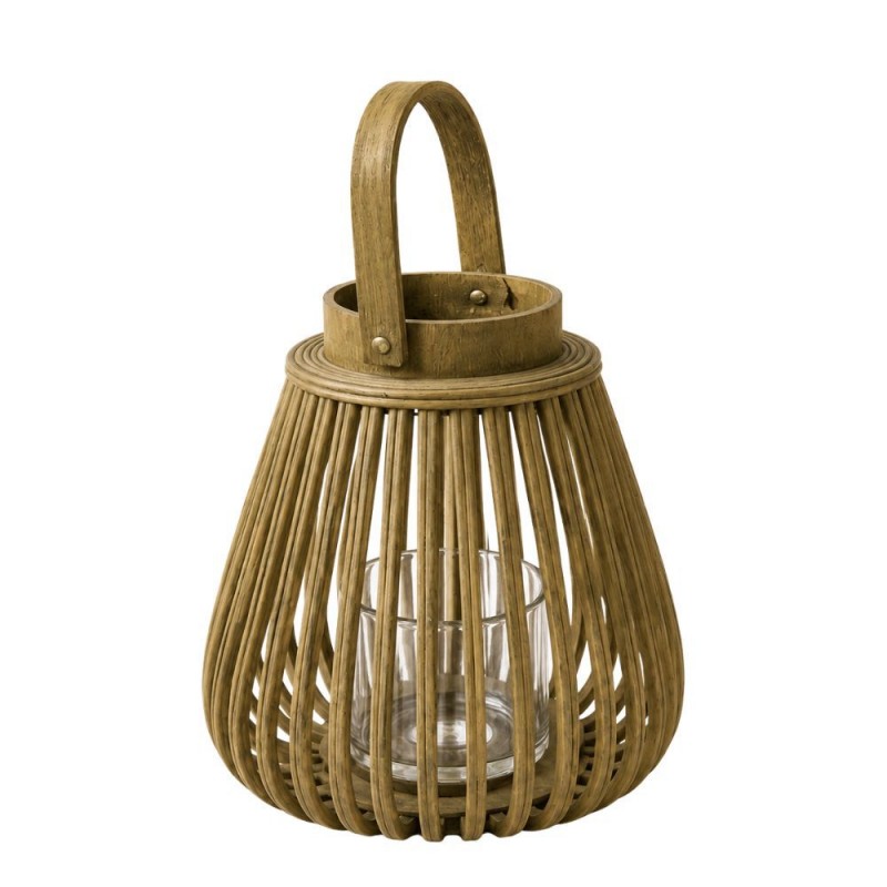 Διακοσμητικό φανάρι από bamboo σε φυσική απόχρωση με γυάλινη θήκη κεριού και χερούλι Φ26×31 εκ Διακοσμητικό φανάρι από bamboo σε φυσική απόχρωση με γυάλινη θήκη κεριού και χερούλι Φ26×31 εκ