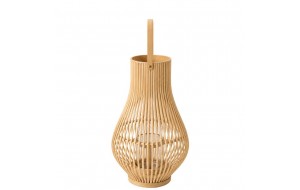 Διακοσμητικό φανάρι από bamboo σε φυσική απόχρωση με καμπύλη πλεκτή κατασκευή και γυάλινη θήκη κεριού Φ30×54 εκ Διακοσμητικό φανάρι από bamboo σε φυσική απόχρωση με καμπύλη πλεκτή κατασκευή και γυάλινη θήκη κεριού Φ30×54 εκ